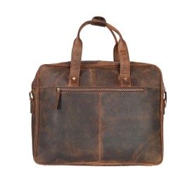 ELIZO Leather Briefcase 16 Inch Laptop Messenger Bag, Travel Computer Bag For Men & Women (Grizzly)