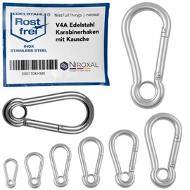 1 x Carabiner Hook Large 11 mm Strong Carabiner Stainless Steel Hook Key Ring with Eye Thimble 11 x 120 mm Key Ring Hammock Swing