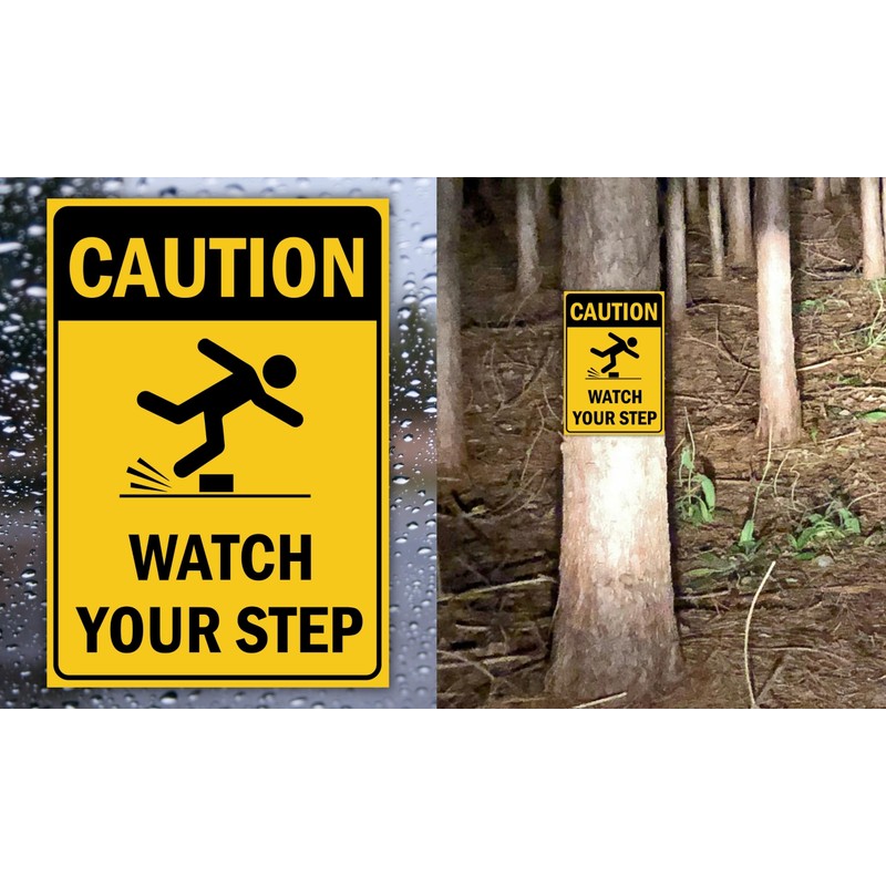 Berpahome (2 Pack) Caution Watch Your Step Signs, 10 x