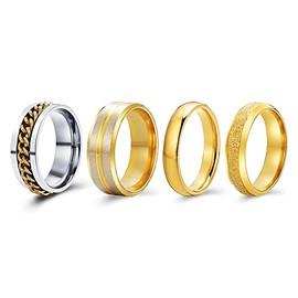 NNIOV Stacking Rings, Knuckle Ring Set, Simple Stackable Midi Cuff Rings, Fashion Crystal Joint Finger Rings, Gold Silver Black Antique Silver Bronze Colorful Rings for Women (Gold B 4Pc)