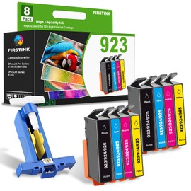 FIRSTINK High Capacity 923 Ink Cartridges Combo Pack 923XL Ink Cartridge Replacement for OfficeJet 8120 8122e 8123 OfficeJet Pro 8130 8135e 8138e 8139e Printer (8-Pack/Without Chip)