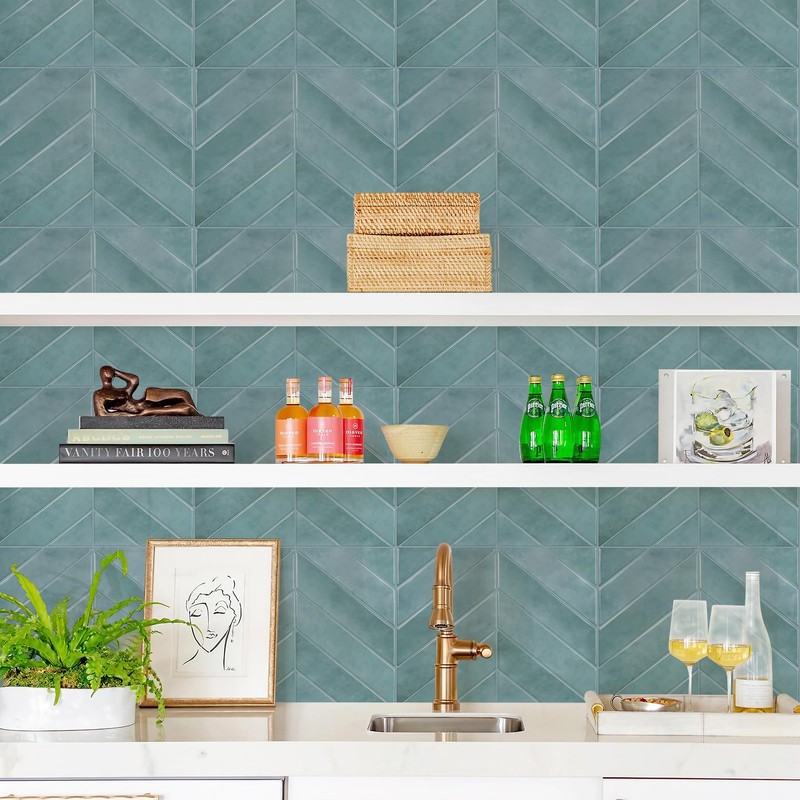 STICKGOO 10 Sheets Thicker Herringbone Peel and Stick Backsplash, 12.6”×9.7”