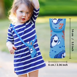 Face Shadow Kids Glasses Case, Soft Eyeglass Case for Kids Various Pattern Cute Sunglasses Pouch Crossbody Bag for Children Girls Boys