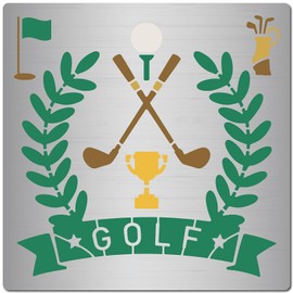GORGECRAFT Golf Stencils Golf Club Sports Theme Metal Template Stainless Steel Stencil for Painting on Wood Burning Wall Canvas Fabric Pyrography Engraving Scrapbooking 6.3x6.3inch