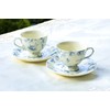Grace Teaware Blue Rose Toile Fine Porcelain Tea Cup and