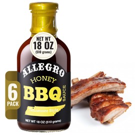ALLEGRO - The Marinate Everything Marinades | Barbecue Sauce for Chicken, Pork, Ribs & Burgers | BBQ Sauce for Grilling, Dipping & Cooking | Kosher & Gluten Free | 18 Oz (Pack of 6) - Honey