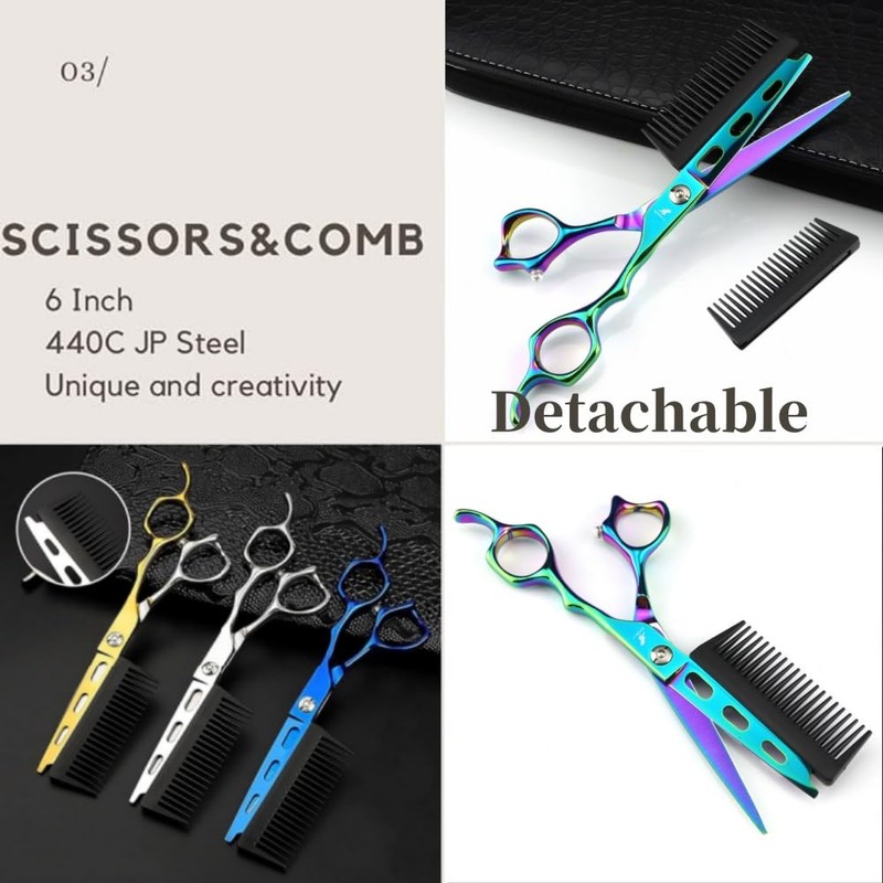 2 in 1 Hair Scissors with Comb, Professional Hair Cutting