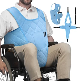 MDSTOP Wheelchair Safety Belt, Anti-Slip Wheelchair Seatbelt, Wheelchair Harness with Adjustable Secure Buckle, Medical Restraints Straps for Seniors Elderly, Patients, Disable (Blue)