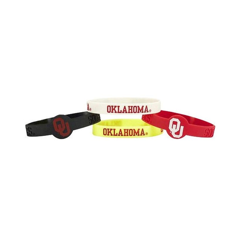 aminco NCAA Oklahoma Sooners Silicone Bracelets, 4-Pack