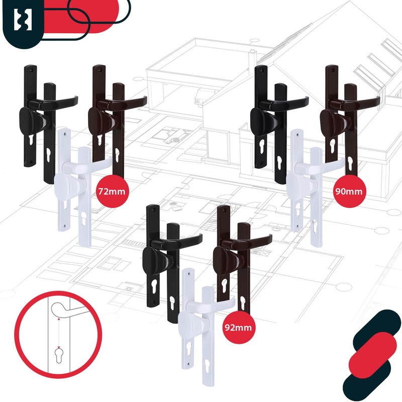 KOTARBAU® Door Handle Set 92 mm Long Plate White Profile