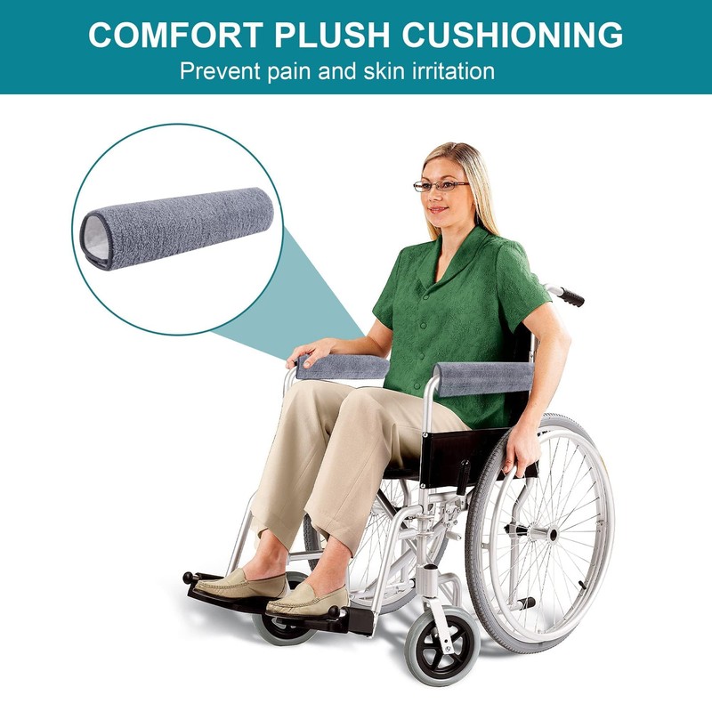2 Pcs Wheelchair Armrest Pads Covers - Widened Self Adhesive