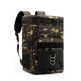 UMUFUKA Double Insulated Backpack Cooler, 35L Capacity, Camo Black, Tactical MOLLE System, Leakproof, Durable Oxford Cloth