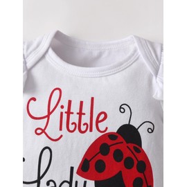 Infant Baby Girls Summer Clothes Short Sleeve Ruffle Print Romper Shorts Headband Outfits Set White 3-6 Months