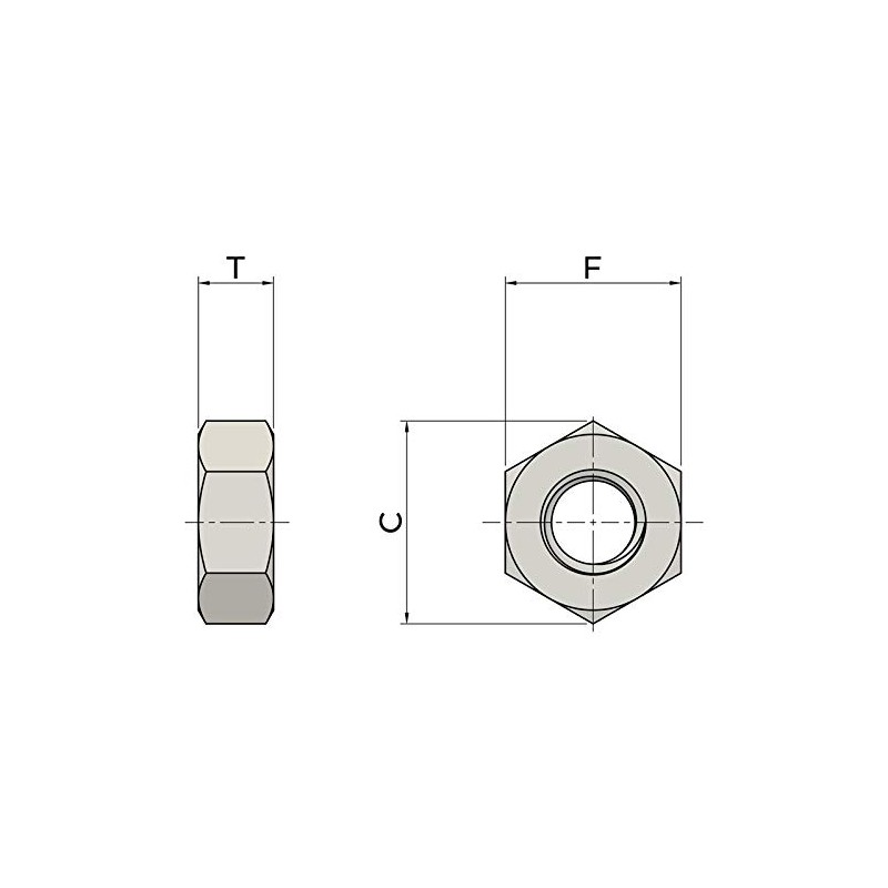M4 (4mm) Hex Half Lock Nut - A2 Stainless Steel