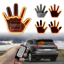ISUNMEA Car Finger Light with Remote, Yellow Led Hand Gesture for Car-4 Gesture-5s Auto Shutdown-Funny Car Truck Accessories Decor for Men Women