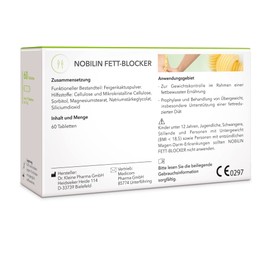 Medicom – Nobilin Fett-Blocker, Gewichtskontrolle, Fettreduktion, Verlängerung des Sättigungsgefühls, Feigenkaktuspulver, Pflanzlicher Faserkomplex – 60 Tabletten
