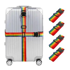 FDEETY Pack of 4 Luggage Straps for Bags Suitcase Strap Luggage Belt Suitcase Pendant Suitcase Strap Eye-catching Suitcase Tie Down Strap Suitcase Strap Black Adjustable Luggage Straps for Suitcase