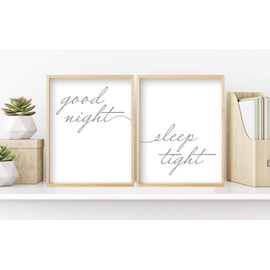 Good Night Sleep Tight Sign (Unframed Prints - Multiple Sizes, Good Night Sleep Tight Wall Art, Guest Room Decor, Farmhouse Decor, 2 Unframed Farmhouse Prints, Minimalist Wall Art)