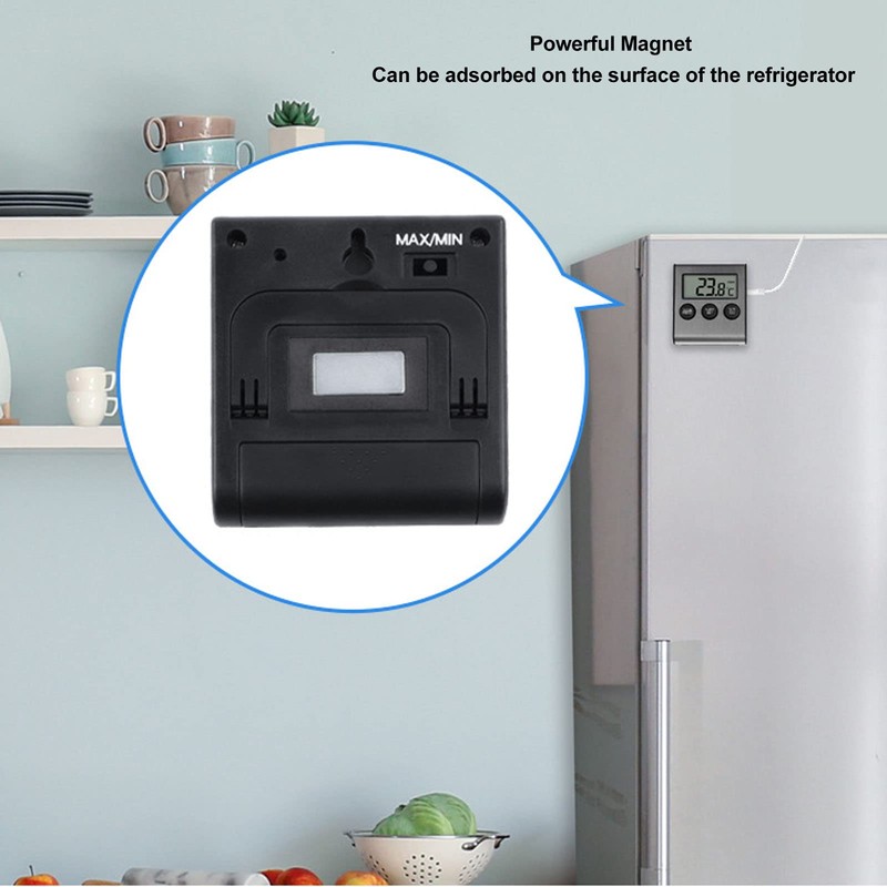 Digital Fridge Thermometer with Alarm and Memory, Small Freezer Thermometer