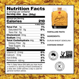 Garofalo - Premium Durum Wheat Semolina Farfalline Pasta, Italian Made, Bronze-Drawn, Al-Dente, One-Ingredient Pasta (4 pack)