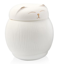 DiDiBirDi Ceramic Urn for Cat, Animal Urn, Pet Cremation Box, Cat Urn for Ashes, Black Cat Urns for Ashes (White)