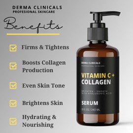 Vitamin C Serum with Collagen – Firming & Plumping Face Serum, Anti-Aging, Hydrating, Fine Lines & Wrinkles, Collagen production - 8oz