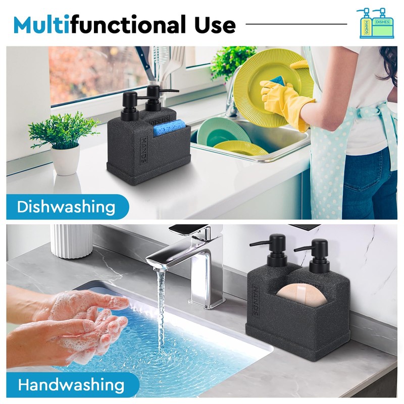 Kitchen Soap Dispenser Set,Dish Soap Dispenser and Hand Soap Dispenser