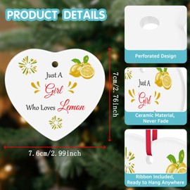 Lemon Gifts Lemon Ornament Just A Girl Who Loves Lemon Ceramic Ornament Keepsake Sign Lemon Themed Gifts Birthday Christmas Ornament for Lemon Lovers