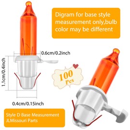 Mudder 100 Count Replacement Christmas Tree Light Bulbs 2.5v 0.425 Watt Mini Incandescent Wire String Lights Prelit Xmas Tree Decoration(White Base with Orange Bulb)