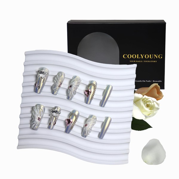 Handmade Press on Nails COOLYOUNG Coffin Press on Nails Include