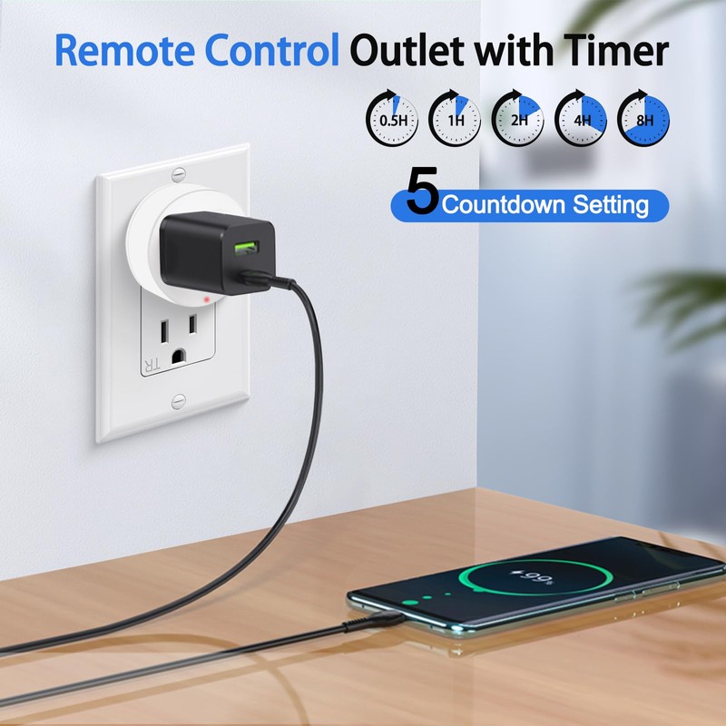 GREENCYCLE Remote Control Outlet, Remote Timer Switch, Plug in Light