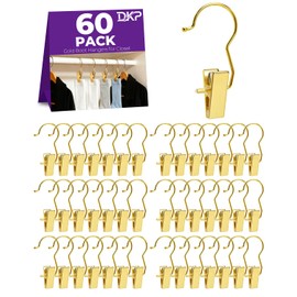 60 Pack Gold Boot Hangers for Closet, Clips Hangers with Hooks, Clothes Pin