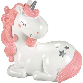 Mousehouse Gifts Pretty Pink and White Unicorn Money Box/Piggy bank for Children (Laying Unicorn)