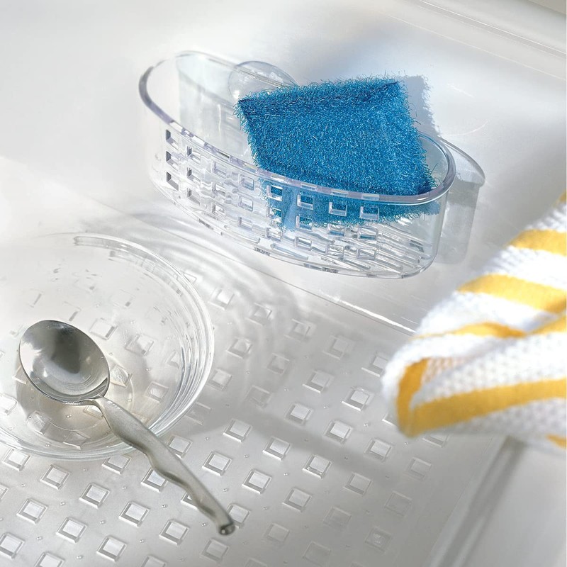 iDesign Plastic Sponge Holder Suction Cups Ideal for Kitchen Sinks