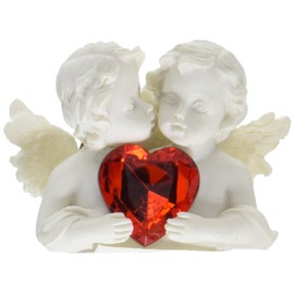 Furniture Creations Two In Love Cherub Angel Red Crystal Heart Figurine