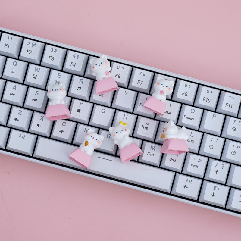 6 PCS Cat Keycaps for Cherry MX Keyboards - Cute