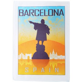 Half a Donkey Barcelona - Vintage Style Travel Poster Large Cotton Tea Towel