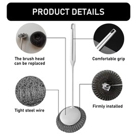 Stainless Steel Wool Metal Wire Scrubber Sponge Scouring Pads Brush Set with Handle for Cleaning Dishes,Pots and Pans,Kitchen Cast Iron,Stoves, Sink,Cooking Tools,Silver(7pcs)