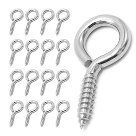 ACCZIO 16 Pack 304 Stainless Steel Eye Screws,2.5 Inch M6 Heavy Duty Eye Hooks Screw, Eye Bolts Screw in Eye Hooks for Wood, Eye Bolts for Secure Cable Wires, Indoor & Outdoor Use
