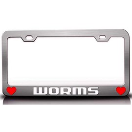 Custom Brother - Worms w/Heart Metal Car SUV Truck License Plate Frame Holder Ch k18