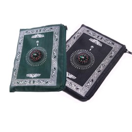 Islamic Gifts 123 [Pack of 2] Portable Travel Prayer Mats | Compass, Weights (Keeps mat in Place), and Pouch, Pocket Size