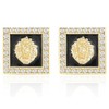 Hip Hop Square Lion Head Crystal Stud Earrings for Women