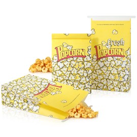 Bakbania 100 Pack Popcorn Bags 11.4x6.1x3.1 Inch Paper Popcorn Food Bakery Tin Tie Tab Lock Cookie Bags for Popcorn Machine Supplies