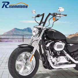 risemotom8 Gloss Black 12" Rise Evil T-Bar 1-1/4" Handlebar For Harley Dyna Street Bob FXDB