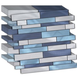 Weimeisc 10 Sheets Peel and Stick Backsplash Tile for Kitchen, Self-Adhesive Mosaic Tile, Stick on Bathroom Vanities，Fireplace Décor, Laundry Table(11.25" X 12.7") (Blue Series)