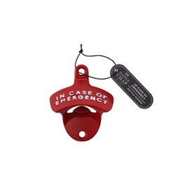 CGB Giftware | Red Bottle Opener | Wall Mounted | in Case of Emergency | Man Cave Bar Accessory | Dapper Chap Collection | GB05850