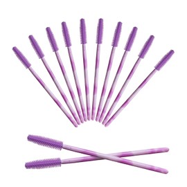 50 Piezas De Varitas De Rímel De Silicona, Cepillos De Pestañas Desechables, Cepillo De Carrete De Pestañas Suave Para Extensiones De Pestañas (Morado Oscuro)