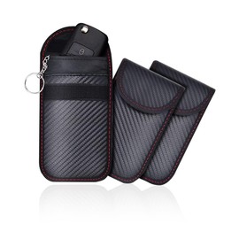 3 piezas Bolsa Faraday para llavero, Protector de llavero Faraday con información RFID anti-escaneo/Anti-fuga de información de radiofrecuencia/Protección de la señal de la llave del coche.（Negro）