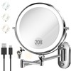 vpu 9" Wall Mounted Makeup Mirror with Light, 20X/1X Height