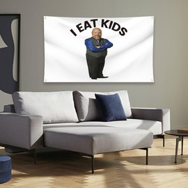 I Eat Kids Flag 3x5 Ft Funny Flag for Indoor Outdoor Room College Dorm Bedroom Wall Decor with 4 Brass Grommets (white)